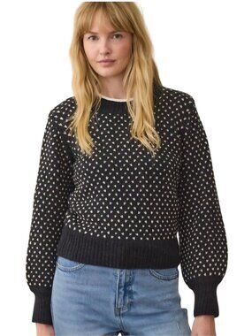 Marine Layer Alma Puff Sleeve Pullover Sweater Crewneck 2025 Alpaca Size XS